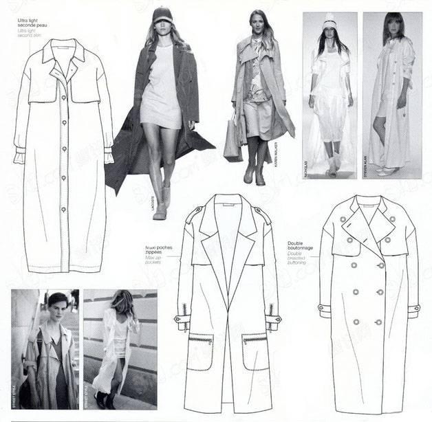 大衣外套款式图-女装设计-服装设计